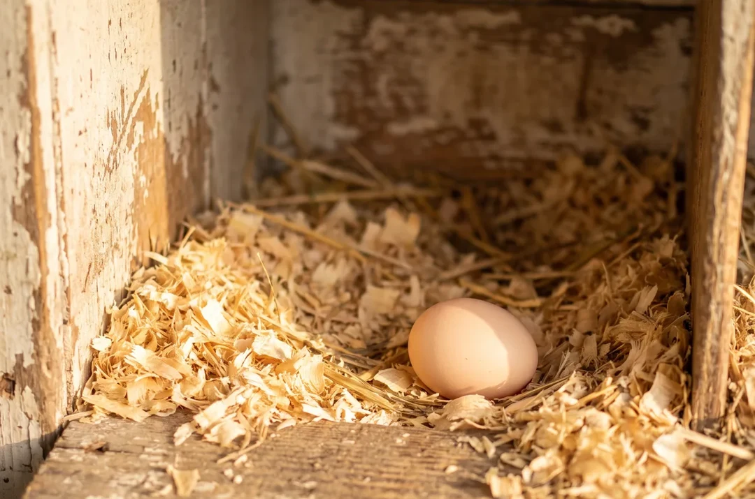 A single egg in an otherwise empty nest box