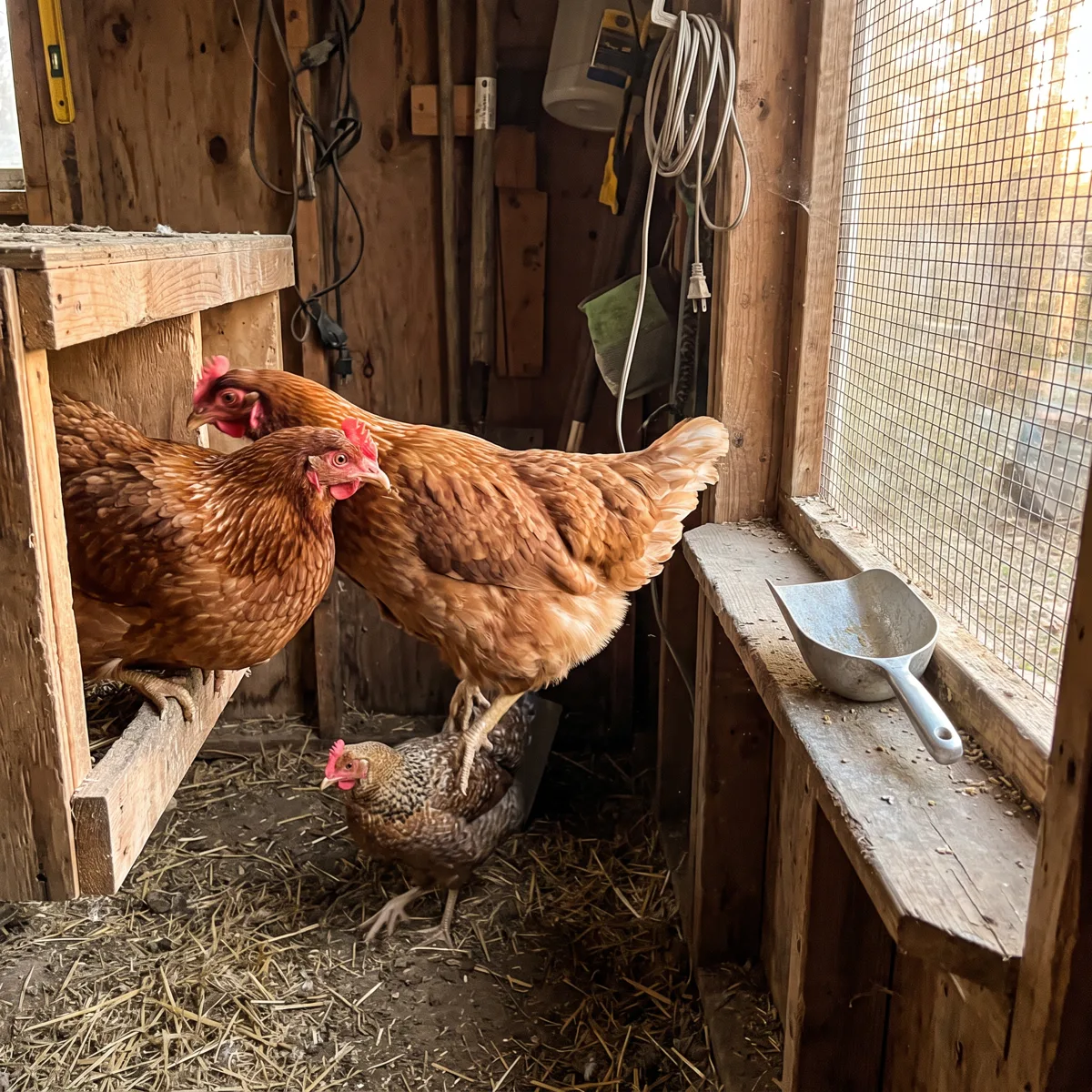 Backyard chicken keeper caring for hens at home